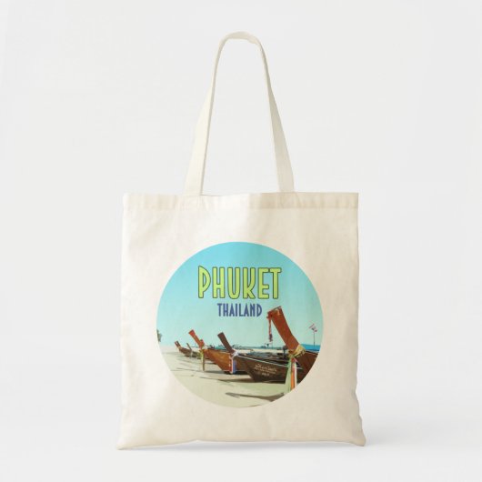プーケットタイランドトロピカルビーチヴィンテージ トートバッグ (正面)