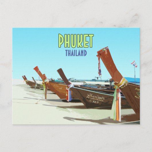 プーケットタイランドトロピカルビーチヴィンテージ ポストカード (正面)