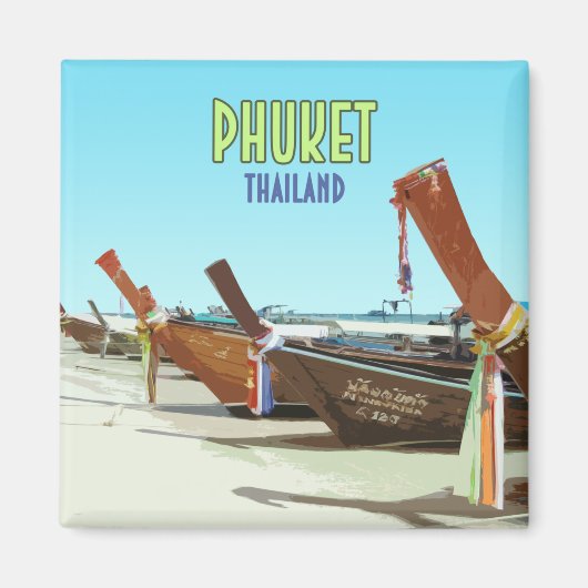 プーケットタイランドトロピカルビーチヴィンテージ マグネット (正面)