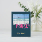 プーケットタイランドヴィンテージビーチパノラマスーベリア シーズンポストカード (スタンド正面)