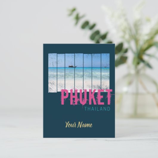 プーケットタイランドヴィンテージビーチパノラマスーベリア シーズンポストカード (スタンド正面)