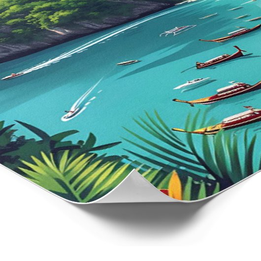 プーケットタイ芸術的トラベルイラストレーション ポスター (角)