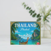🌴プーケット タイ ビーチの思い出 島の旅から ポストカード (スタンド正面)