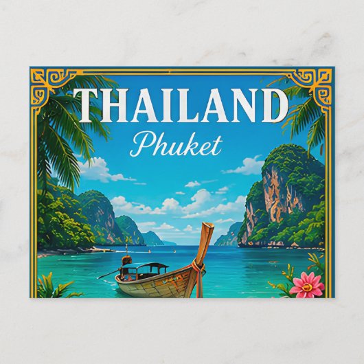 🌴プーケット タイ ビーチの思い出 島の旅から ポストカード (正面)
