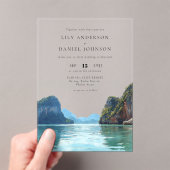 プーケット タイ 水彩画 デスティネーション ウェディング アクリル招待状 (インサイチュ (ポータブル))