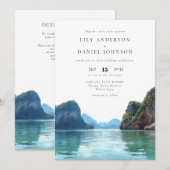 プーケット タイ 水彩 QRコード ウェディング 招待状 (正面/裏面)