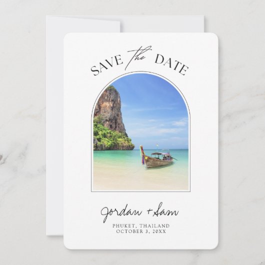 プーケ結婚ットのタイ日付を保存 招待状 (正面)