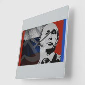 プーチンとロシア国旗 スクエア壁時計 (傾斜)
