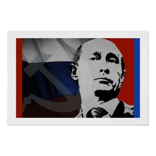 プーチンとロシア国旗 ポスター (正面)