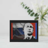 プーチンとロシア国旗 ポストカード (スタンド正面)