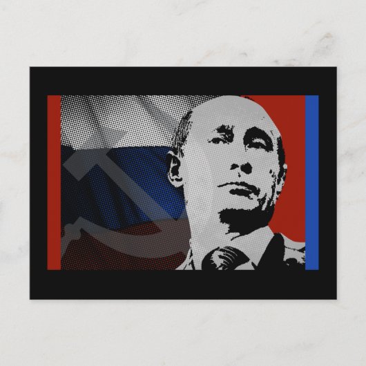 プーチンとロシア国旗 ポストカード (正面)