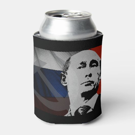 プーチンとロシア国旗 缶クーラー (缶正面)