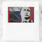 プーチンとロシア国旗 長方形シール (バッグ)