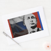 プーチンとロシア国旗 長方形シール (封筒)