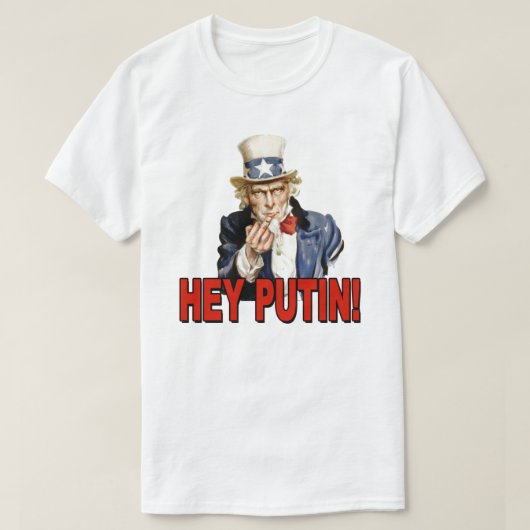プーチンに中指を立てるサムおじさん Tシャツ (デザイン正面)