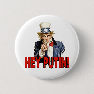 プーチンに中指 Uncle Sam 缶バッジ