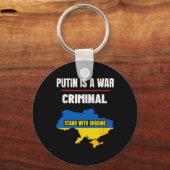 プーチンは戦争犯罪者である ウクライナを支持せよ キーホルダー (正面)