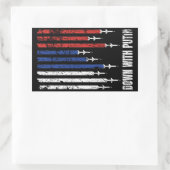 プーチン反戦平和ウクライナとダウン 長方形シール (バッグ)