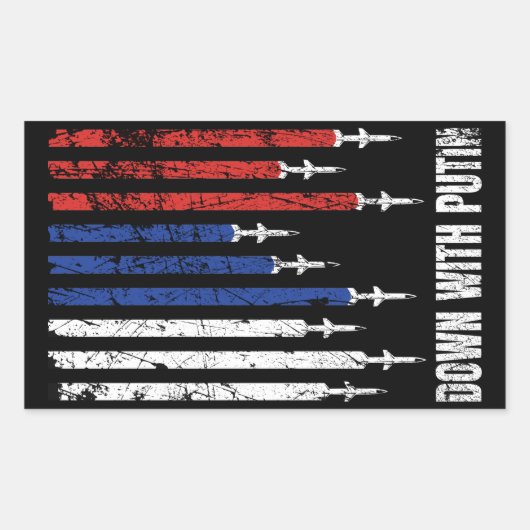 プーチン反戦平和ウクライナとダウン 長方形シール (正面)