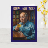 プーチン大統領 新年のカード ロシア語 カード (黄色い花)