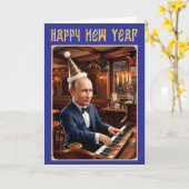 プーチン大統領 新年のカード ロシア語 カード (黄色い花)