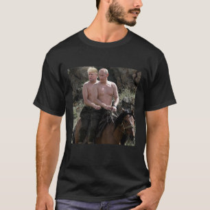 プーチン·トランプ·ライディング·ホース·ロシア·ユーモア Tシャツ