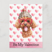 プードルおもしろいは私のバレンタイン犬である シーズンポストカード (正面)