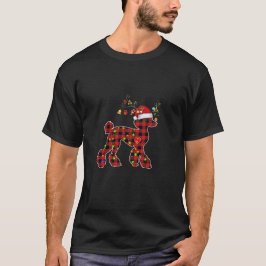プードルおもしろいトナカイChristmasハートライトクリスマスD Tシャツ (正面)