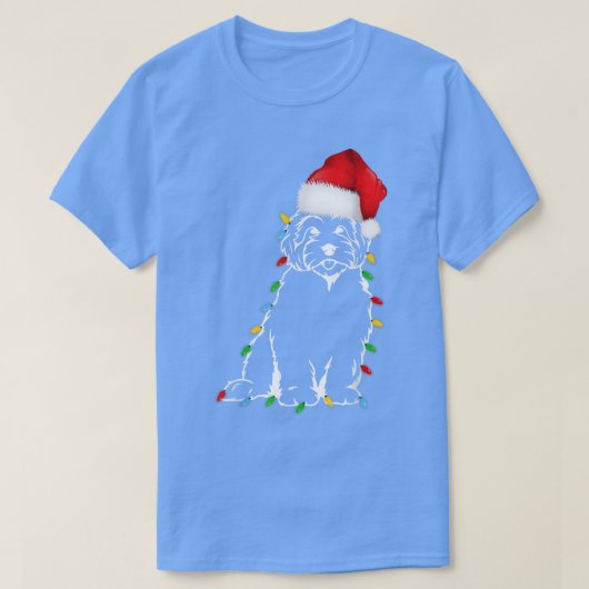 プードルおもしろいドッグツリークリスマスライトクリスマスパジャマ Tシャツ (デザイン正面)
