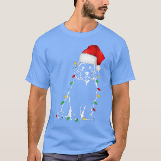 プードルおもしろいドッグツリークリスマスライトクリスマスパジャマ Tシャツ