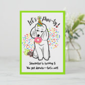 プードルおもしろいドッグドーナツ誕生パーティー 招待状 (スタンド正面)