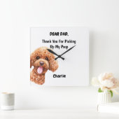 プードルおもしろいパパウォーターカラーカニーンアート スクエア壁時計 (ホーム)