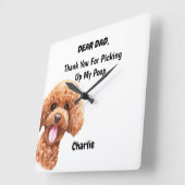 プードルおもしろいパパウォーターカラーカニーンアート スクエア壁時計 (傾斜)