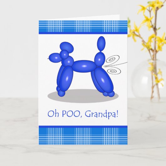 プードルおもしろいファルトおじいちゃんのベレート誕生日 カード (黄色い花)