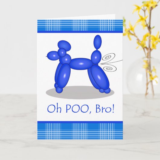 プードルおもしろいファルト兄弟のための遅れた誕生日 カード (黄色い花)