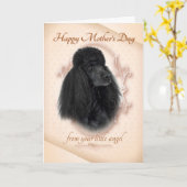 プードルおもしろいマザーズデイカード カード (黄色い花)