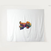 プードルおもしろい動物愛好家ドッググラフィックかわいいドッグオウ タペストリー (正面(横))