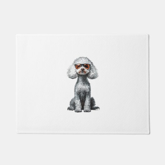 プードルおもしろい動物愛好家ドッググラフィックかわいいドッグオウ ドアマット (正面)