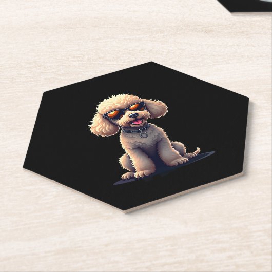 プードルおもしろい動物愛好家ドッググラフィックかわいいドッグオウ ペーパーコースター (アングル)
