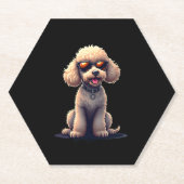 プードルおもしろい動物愛好家ドッググラフィックかわいいドッグオウ ペーパーコースター (正面)