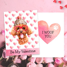 プードルおもしろいi Woof You Dog Valentine's Day シーズンカード