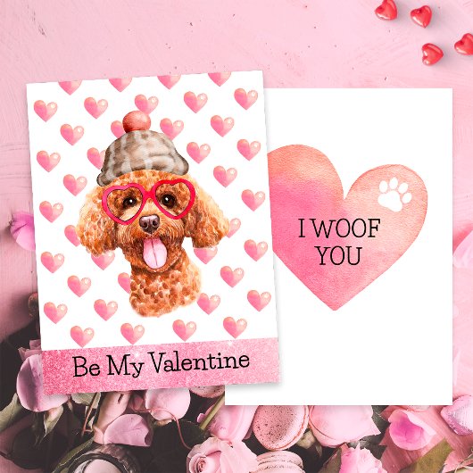 プードルおもしろいi Woof You Dog Valentine's Day シーズンカード