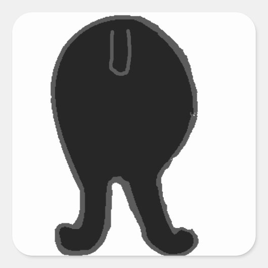 プードルお尻ブラック スクエアシール (正面)