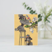 プードルが手紙を書く ポストカード (スタンド正面)