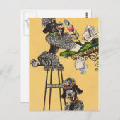 プードルが手紙を書く ポストカード (正面/裏面)