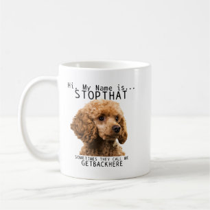 プードルこんにちは私の名前はストップその可愛いおもしろい犬 コーヒーマグカップ