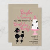 プードルとかわいい誕生日招待状 招待状 (正面/裏面)