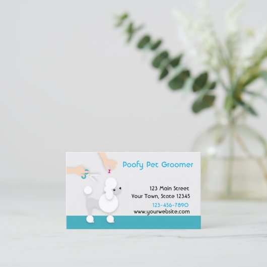 プードルとのペットトリマー 名刺 (スタンド正面)