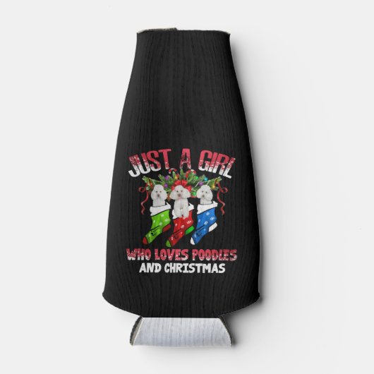 プードルとクリスマスが大好きな女の子 ボトルクーラー (正面)