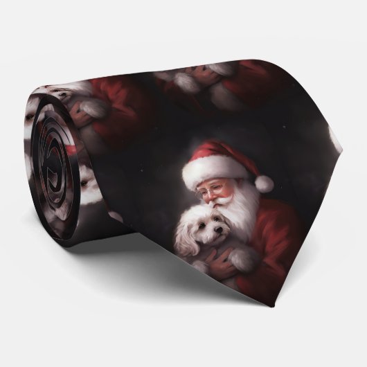 プードルとサンタクロースのクリスマス ネクタイ (ロール)